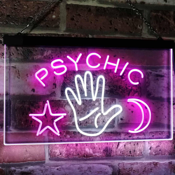 ADVPRO Psychic Reader Star Moon Boutique Bedroom Decor Dual Color LED Neon Sign st6-i3088 - White & Purple