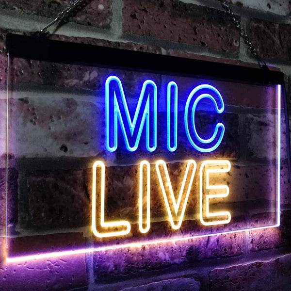 ADVPRO Mic Live On Air Studio Dual Color LED Neon Sign st6-i3090 - Blue & Yellow