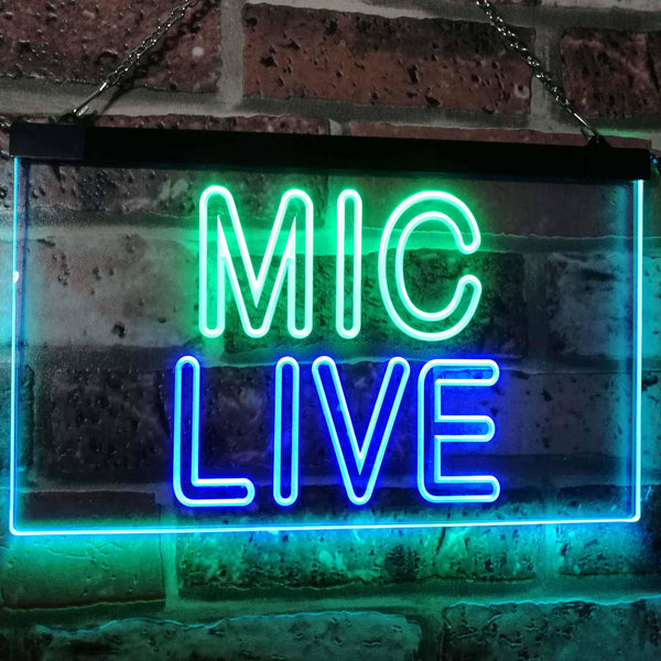 ADVPRO Mic Live On Air Studio Dual Color LED Neon Sign st6-i3090 - Green & Blue