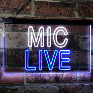 ADVPRO Mic Live On Air Studio Dual Color LED Neon Sign st6-i3090 - White & Blue