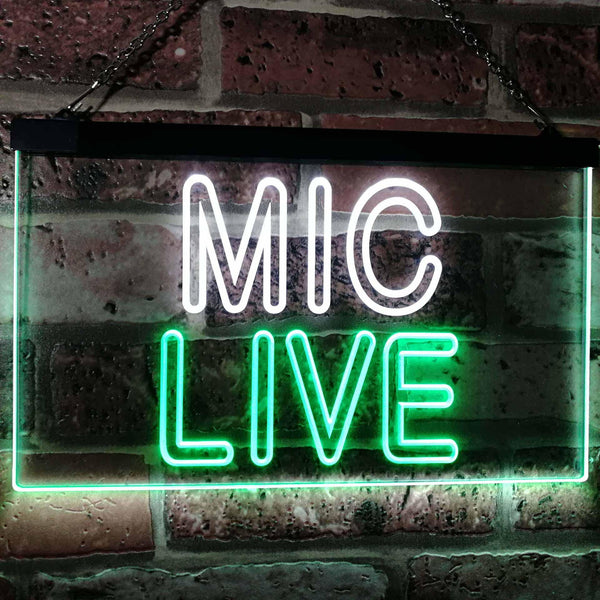 ADVPRO Mic Live On Air Studio Dual Color LED Neon Sign st6-i3090 - White & Green