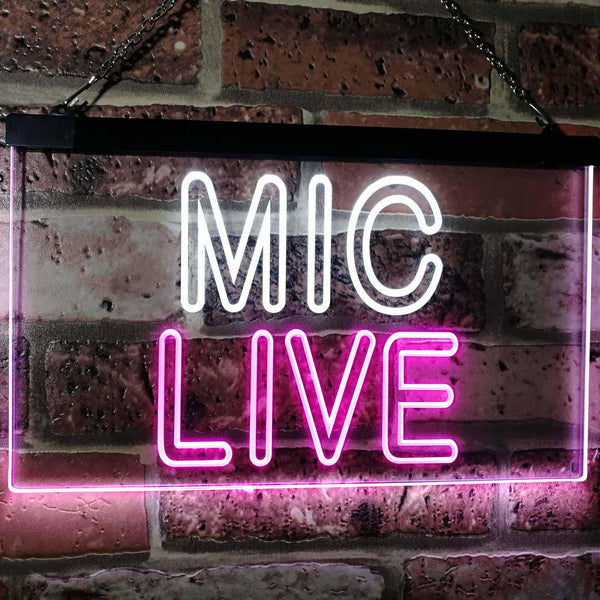 ADVPRO Mic Live On Air Studio Dual Color LED Neon Sign st6-i3090 - White & Purple