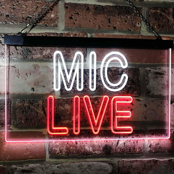 ADVPRO Mic Live On Air Studio Dual Color LED Neon Sign st6-i3090 - White & Red
