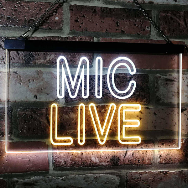ADVPRO Mic Live On Air Studio Dual Color LED Neon Sign st6-i3090 - White & Yellow