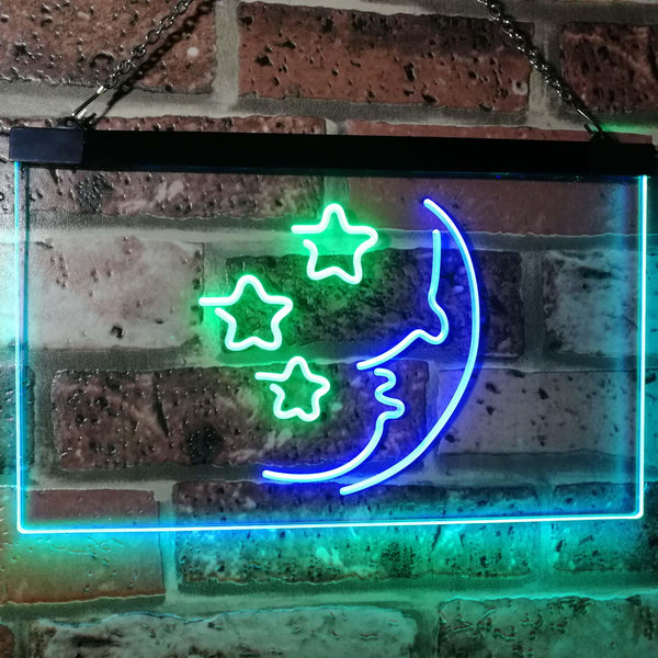 ADVPRO Moon Stars Kid Room Display Home Decor Dual Color LED Neon Sign st6-i3093 - Green & Blue