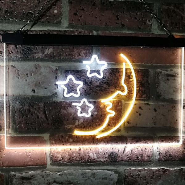 ADVPRO Moon Stars Kid Room Display Home Decor Dual Color LED Neon Sign st6-i3093 - White & Yellow