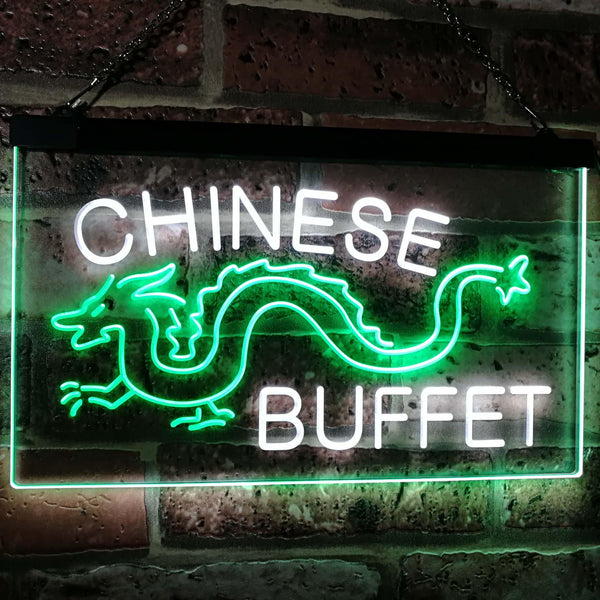 ADVPRO Chinese Buffet Dragon Display Dual Color LED Neon Sign st6-i3095 - White & Green
