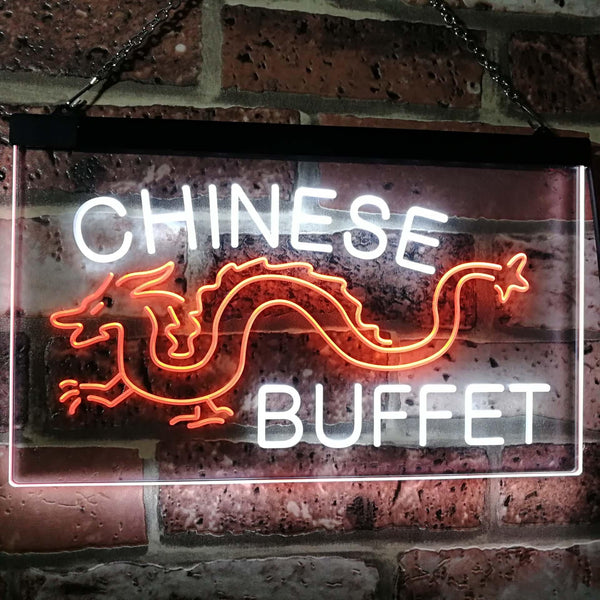 ADVPRO Chinese Buffet Dragon Display Dual Color LED Neon Sign st6-i3095 - White & Orange