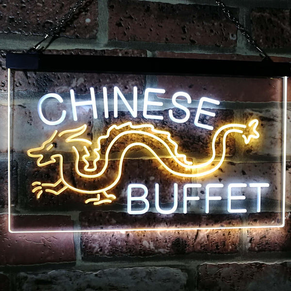 ADVPRO Chinese Buffet Dragon Display Dual Color LED Neon Sign st6-i3095 - White & Yellow