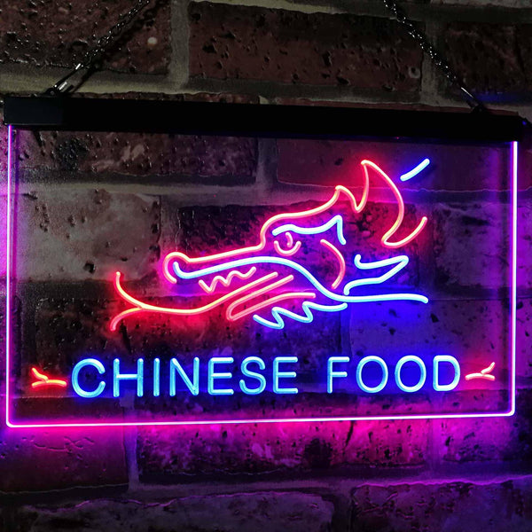 ADVPRO Chinese Food Dragon Decor Dual Color LED Neon Sign st6-i3096 - Blue & Red