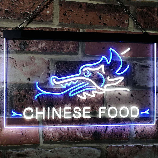 ADVPRO Chinese Food Dragon Decor Dual Color LED Neon Sign st6-i3096 - White & Blue