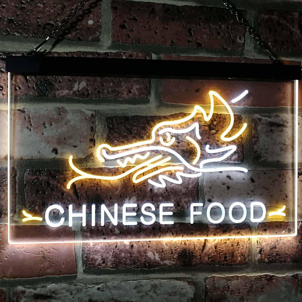 ADVPRO Chinese Food Dragon Decor Dual Color LED Neon Sign st6-i3096 - White & Yellow