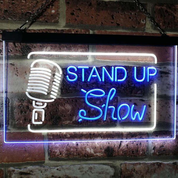 ADVPRO Stand-up Comedy Show Live Dual Color LED Neon Sign st6-i3097 - White & Blue