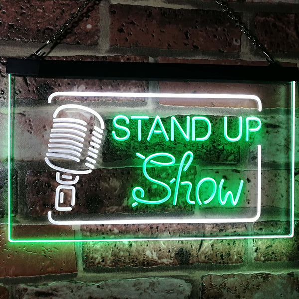 ADVPRO Stand-up Comedy Show Live Dual Color LED Neon Sign st6-i3097 - White & Green