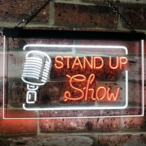 ADVPRO Stand-up Comedy Show Live Dual Color LED Neon Sign st6-i3097 - White & Orange