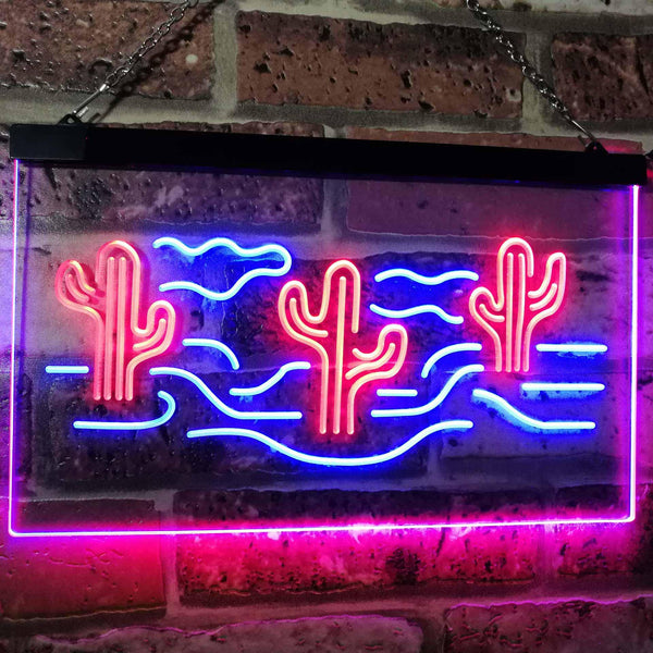 ADVPRO Cactus Desert Garage Man Cave Game Room Dual Color LED Neon Sign st6-i3102 - Red & Blue