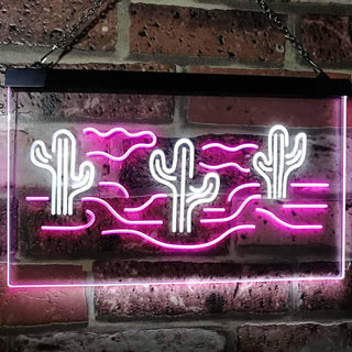 ADVPRO Cactus Desert Garage Man Cave Game Room Dual Color LED Neon Sign st6-i3102 - White & Purple