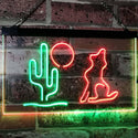 ADVPRO Cactus Moon Wolf Man Cave Game Room Dual Color LED Neon Sign st6-i3103 - Green & Red