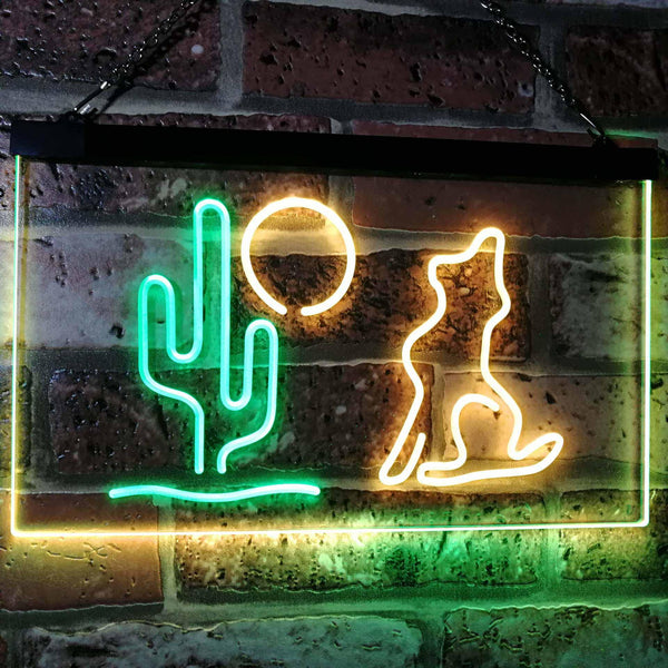 ADVPRO Cactus Moon Wolf Man Cave Game Room Dual Color LED Neon Sign st6-i3103 - Green & Yellow