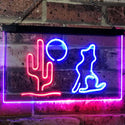 ADVPRO Cactus Moon Wolf Man Cave Game Room Dual Color LED Neon Sign st6-i3103 - Red & Blue