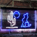 ADVPRO Cactus Moon Wolf Man Cave Game Room Dual Color LED Neon Sign st6-i3103 - White & Blue