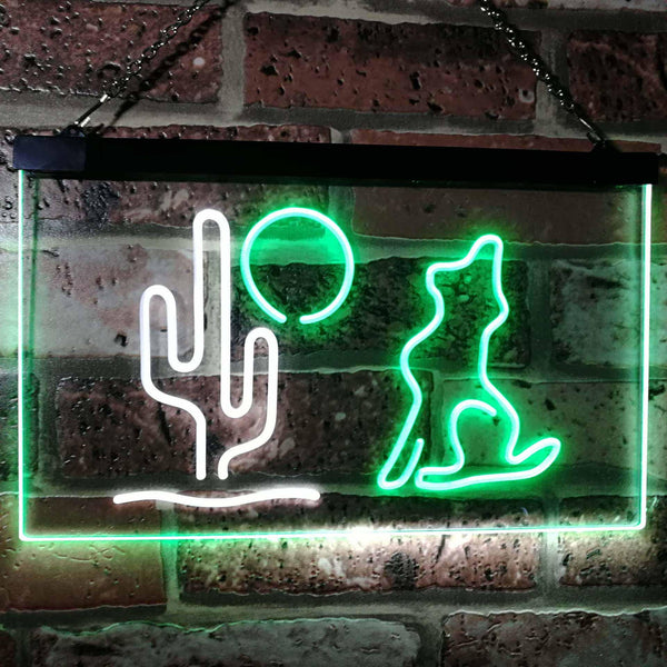 ADVPRO Cactus Moon Wolf Man Cave Game Room Dual Color LED Neon Sign st6-i3103 - White & Green