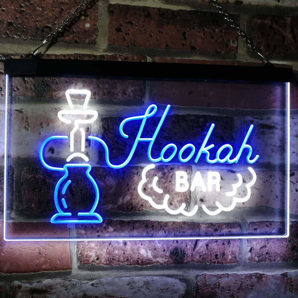 ADVPRO Hookah Bar Smoke Display Dual Color LED Neon Sign st6-i3106 - White & Blue
