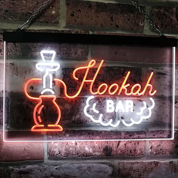 ADVPRO Hookah Bar Smoke Display Dual Color LED Neon Sign st6-i3106 - White & Orange