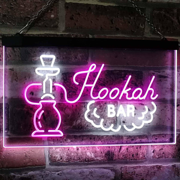 ADVPRO Hookah Bar Smoke Display Dual Color LED Neon Sign st6-i3106 - White & Purple