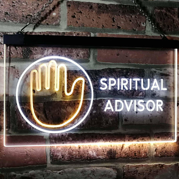 ADVPRO Spiritual Advisor Dual Color LED Neon Sign st6-i3109 - White & Yellow