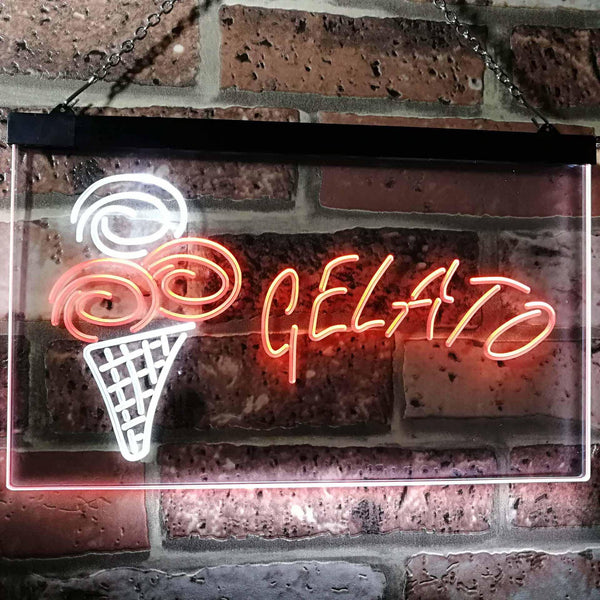 ADVPRO Gelato Ice Cream Kid Room Decor Dual Color LED Neon Sign st6-i3111 - White & Orange