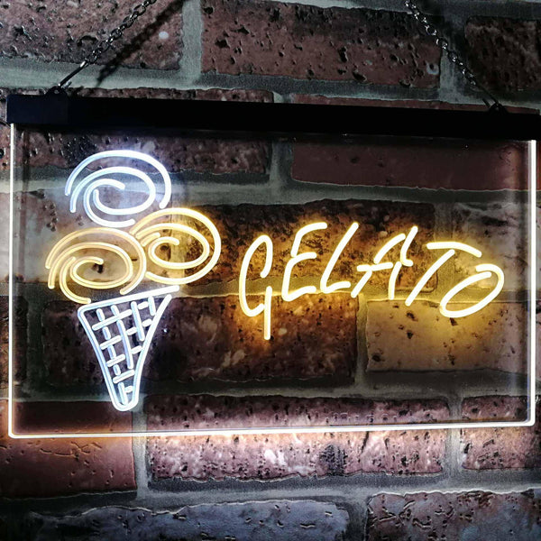ADVPRO Gelato Ice Cream Kid Room Decor Dual Color LED Neon Sign st6-i3111 - White & Yellow