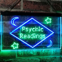 ADVPRO Psychic Readings Moon Star Dual Color LED Neon Sign st6-i3113 - Green & Blue