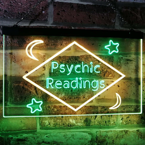 ADVPRO Psychic Readings Moon Star Dual Color LED Neon Sign st6-i3113 - Green & Yellow