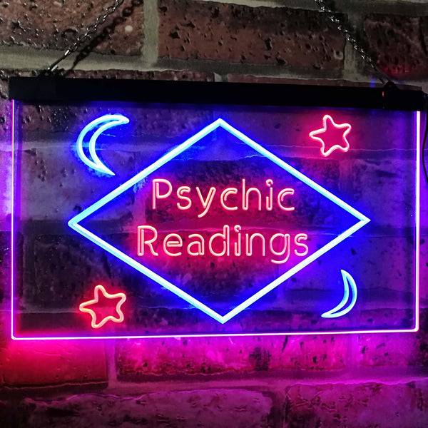 ADVPRO Psychic Readings Moon Star Dual Color LED Neon Sign st6-i3113 - Red & Blue