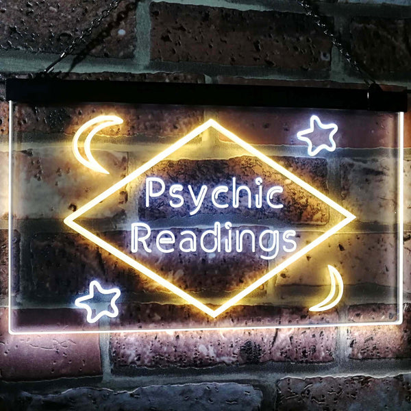 ADVPRO Psychic Readings Moon Star Dual Color LED Neon Sign st6-i3113 - White & Yellow