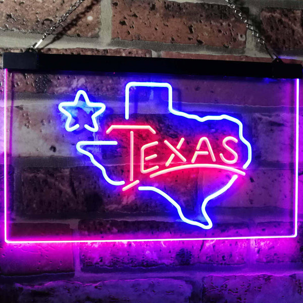 ADVPRO Texas Lone Star Dual Color LED Neon Sign st6-i3114 - Blue & Red
