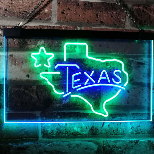 ADVPRO Texas Lone Star Dual Color LED Neon Sign st6-i3114 - Green & Blue