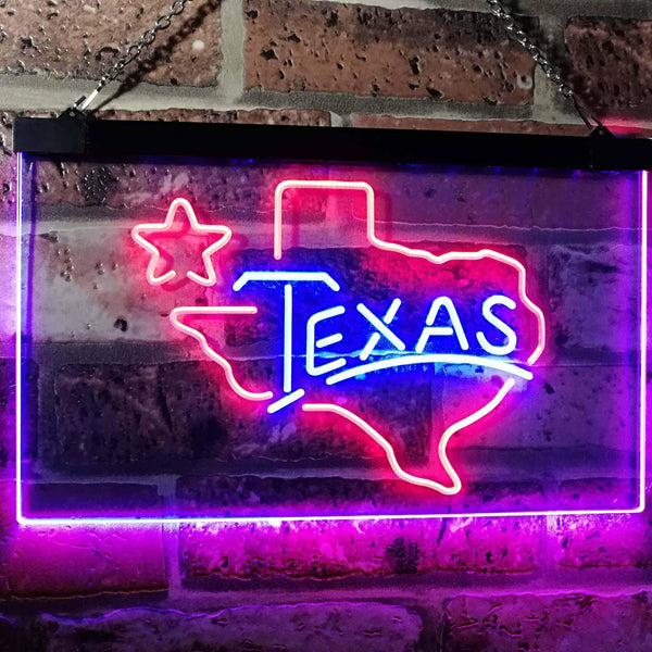 ADVPRO Texas Lone Star Dual Color LED Neon Sign st6-i3114 - Red & Blue