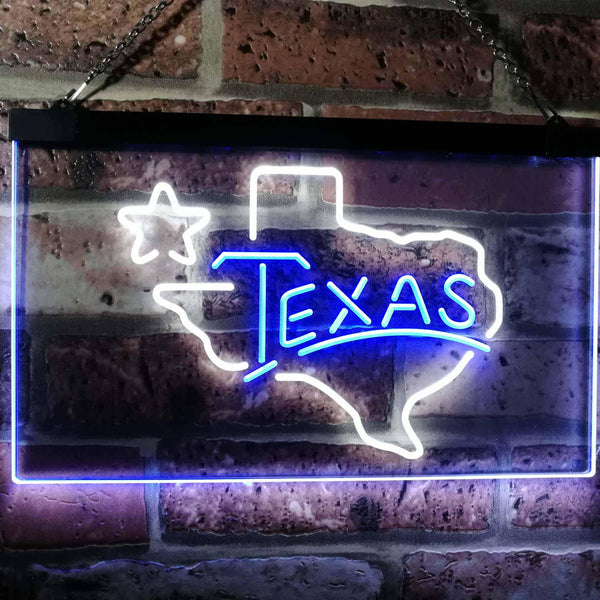 ADVPRO Texas Lone Star Dual Color LED Neon Sign st6-i3114 - White & Blue