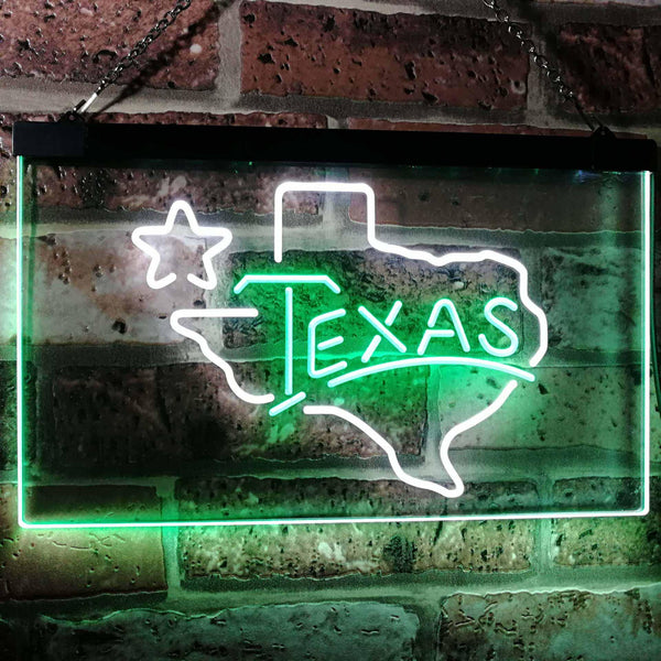 ADVPRO Texas Lone Star Dual Color LED Neon Sign st6-i3114 - White & Green
