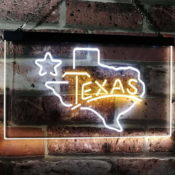 ADVPRO Texas Lone Star Dual Color LED Neon Sign st6-i3114 - White & Yellow