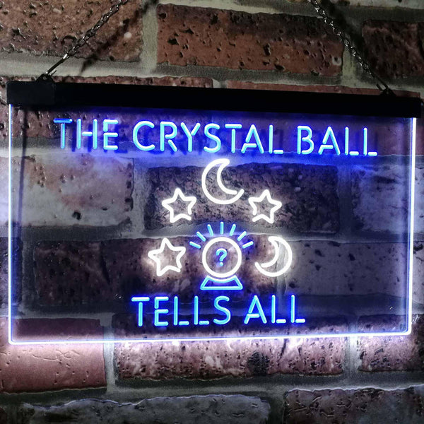 ADVPRO Fortune Teller Palm Tarot Reader Crystal Ball Dual Color LED Neon Sign st6-i3117 - White & Blue