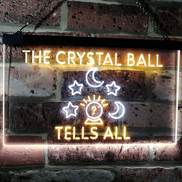 ADVPRO Fortune Teller Palm Tarot Reader Crystal Ball Dual Color LED Neon Sign st6-i3117 - White & Yellow
