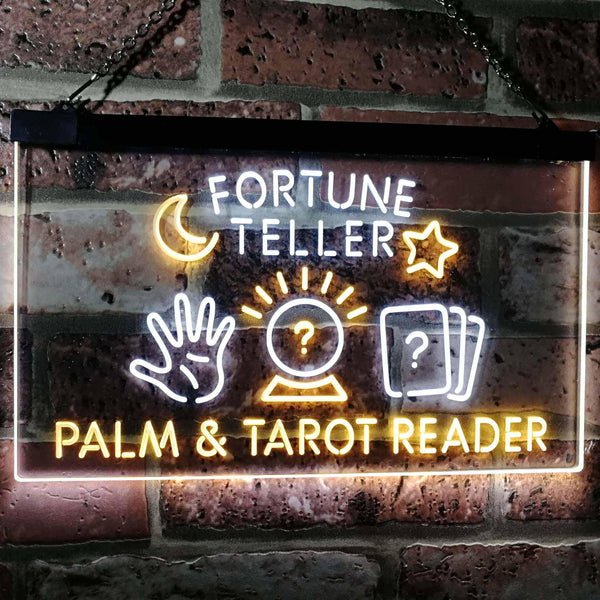 ADVPRO Fortune Teller Palm Tarot Reader Dual Color LED Neon Sign st6-i3118 - White & Yellow