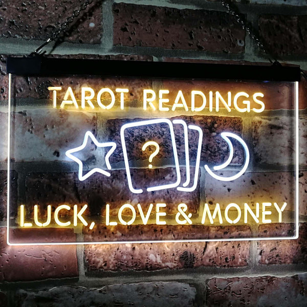 ADVPRO Tarot Readings Luck Love Money Dual Color LED Neon Sign st6-i3121 - White & Yellow