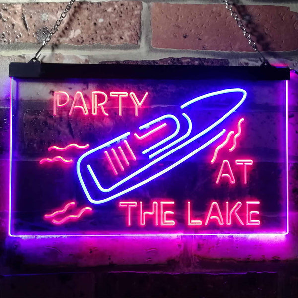ADVPRO Party at The Lake Ship Ocean Lover Room Decoration Dual Color LED Neon Sign st6-i3126 - Red & Blue