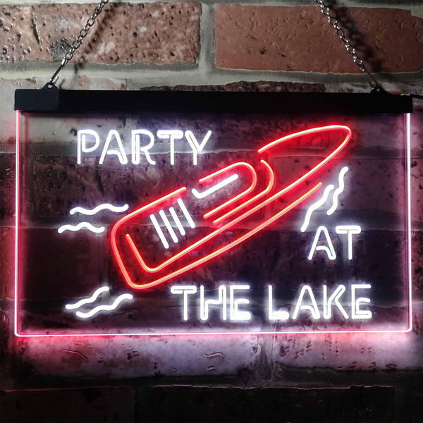 ADVPRO Party at The Lake Ship Ocean Lover Room Decoration Dual Color LED Neon Sign st6-i3126 - White & Red