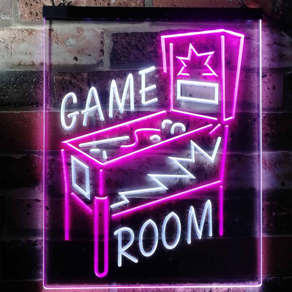 ADVPRO Game Room Pinball Man Cave  Dual Color LED Neon Sign st6-i3128 - White & Purple