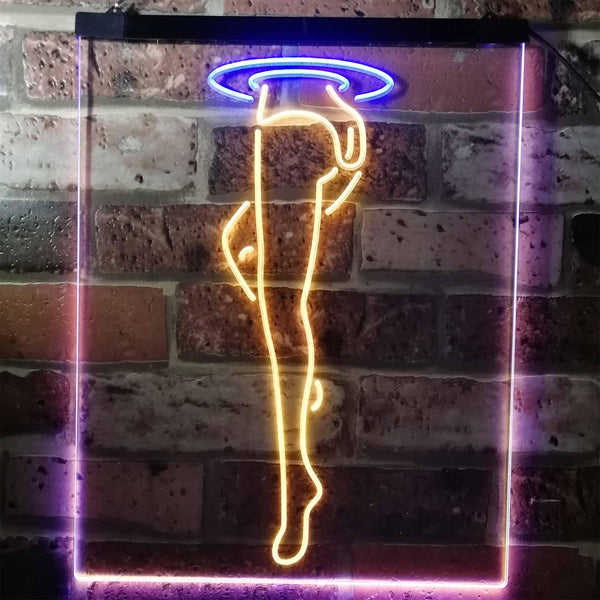 ADVPRO Sexy Leg Exotic Dancer Stripper Man Cave  Dual Color LED Neon Sign st6-i3129 - Blue & Yellow
